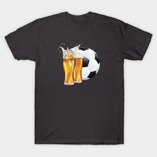 Two pints of beer and soccer ball T-Shirt